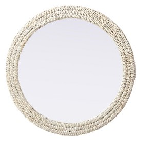 Elegant Lighting Round Cornhusk Mirror 36x36 in Linen White - 1 of 4