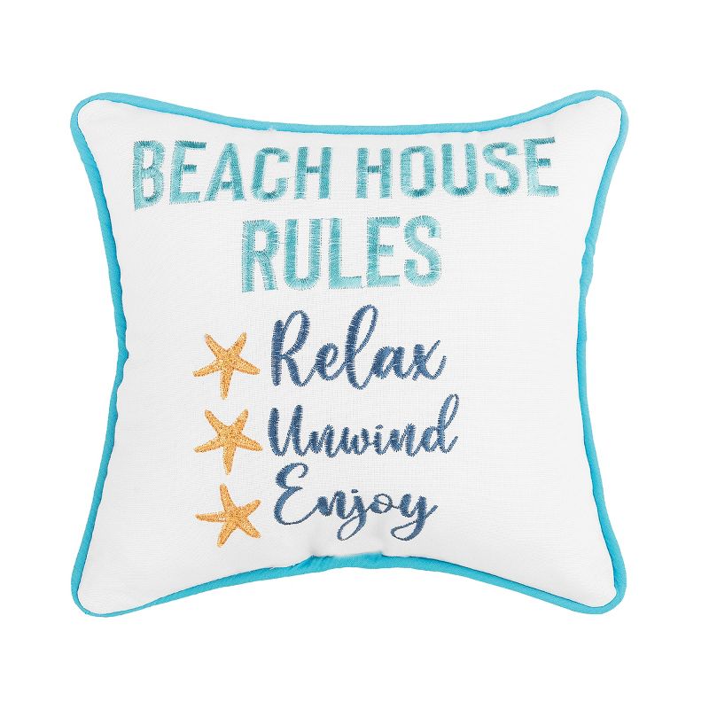 C&F Home Beach House Rules Embroidered Throw Pillow, 1 of 5