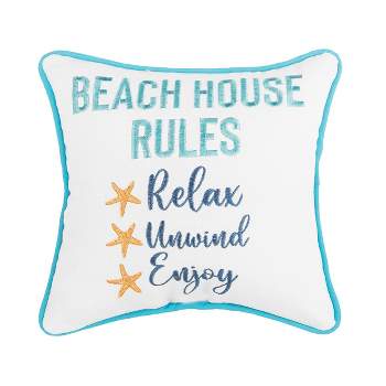 C&F Home Beach House Rules Embroidered Throw Pillow