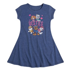 Girls' - Paw Patrol - Chase Skye Rubble Marshall Everest Besties Fit & Flair Cap Sleeve Dress - 1 of 4