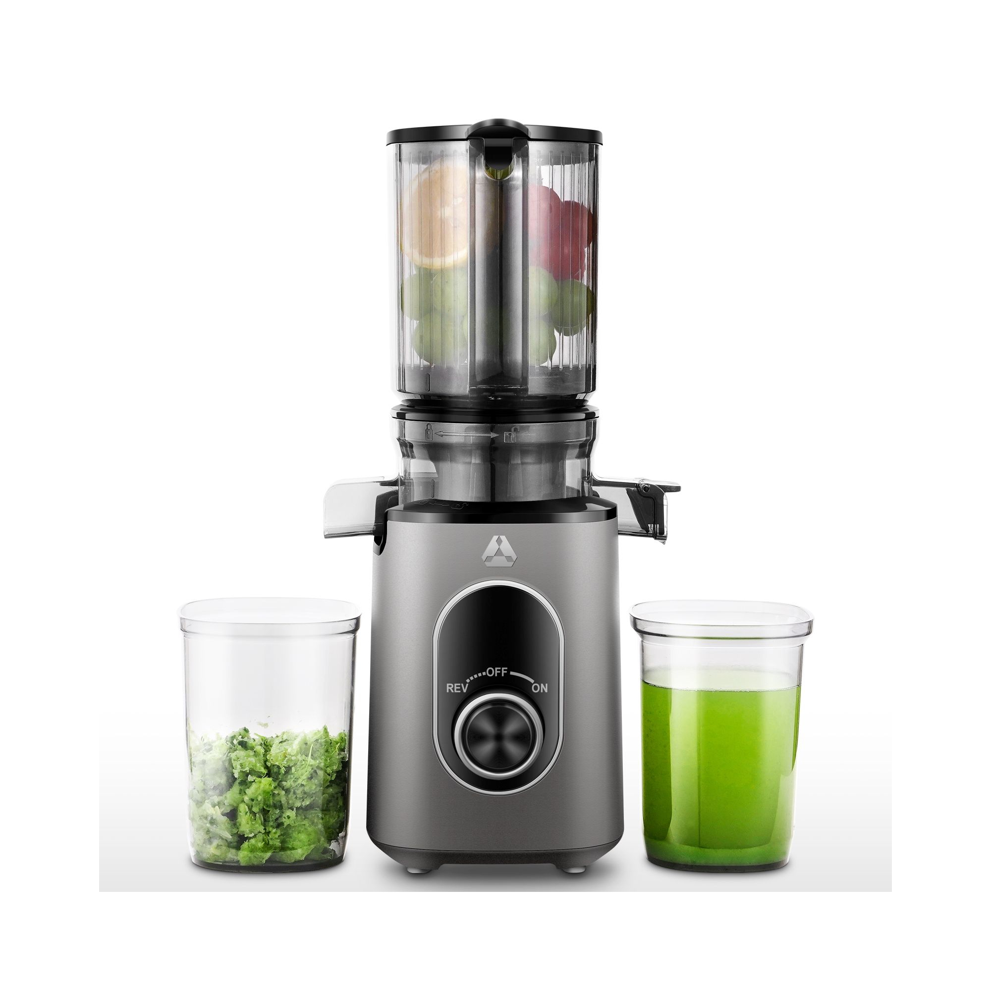 Masticating Juicer, 4.35 inch Cold Press Juicer, 8-stage Spiral 50RPM Slow Masticating for Whole Fruits &Vegetables, BPA Free, Reverse Function