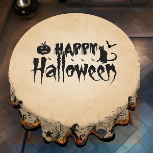 LOVEVOOK Rectangle Halloween Tablecloth, Round Holiday Pumpkin Table Cloths Washable Table Cover for Party Picnic Dinner Decor - 1 of 4