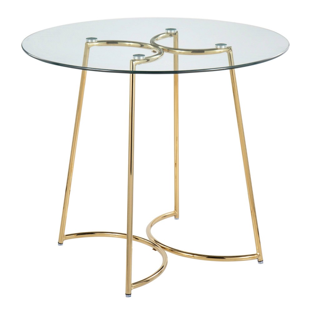 Photos - Dining Table 35" Cece Tempered Glass/Steel  Gold/Clear - LumiSource