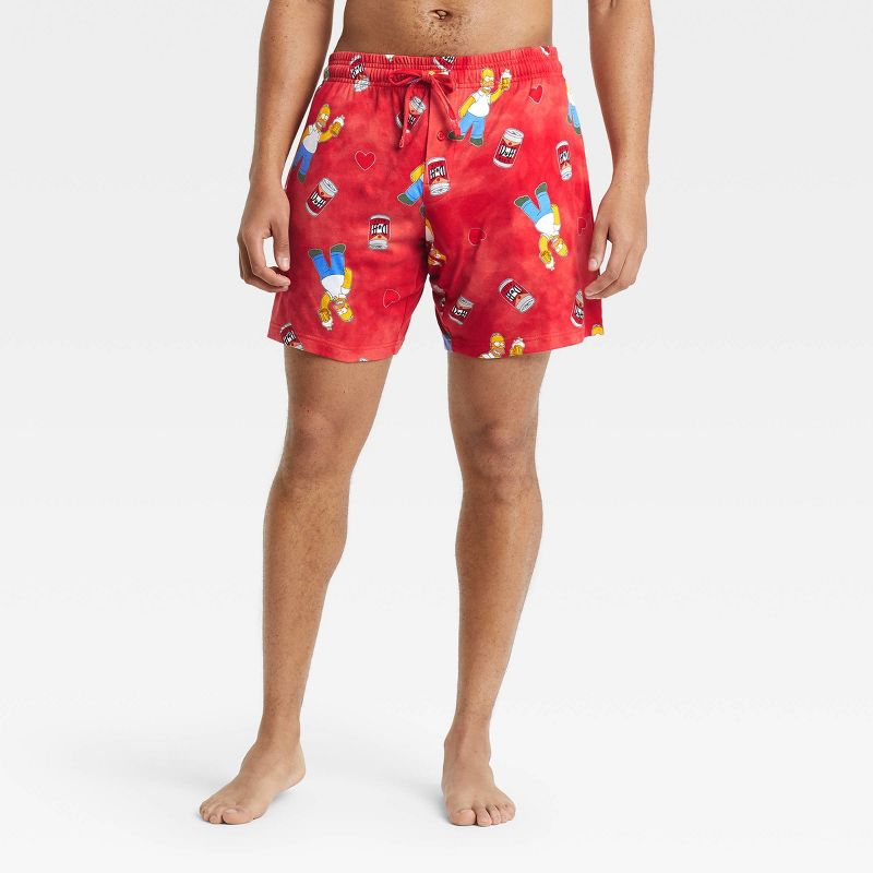 Men's The Simpsons Tie-Dye Pajama Shorts - Red, 1 of 3
