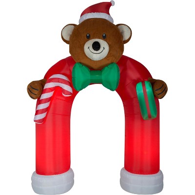 Gemmy Animated Airblown Inflatable Archway Mixed Media Bow tie Wiggling Teddy Bear  , 10.5 ft Tall