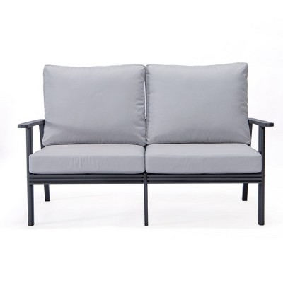Walbrooke Light Grey Cushioned Aluminum Outdoor Loveseat