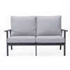 Leisuremod Walbrooke Modern Polyester Loveseat with Black Aluminum Frame and Removable Cushions - 3 of 4