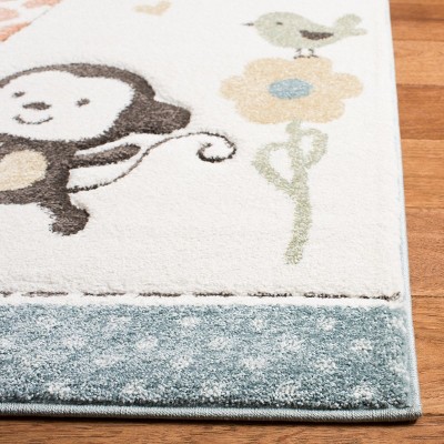 Ivory Square Kids' Animal Playroom Rug, 8' x 8', Synthetic