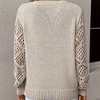 Womens V Neck Tops Lace Knit Long Sleeve Casual Pullover Sweater Top - 2 of 4