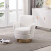Teddy Swivel Barrel Chair, Swivel Accent Chairs Armchair for Living Room, Round Barrel Chairs with Gold Stainless Steel Base - 4 of 4