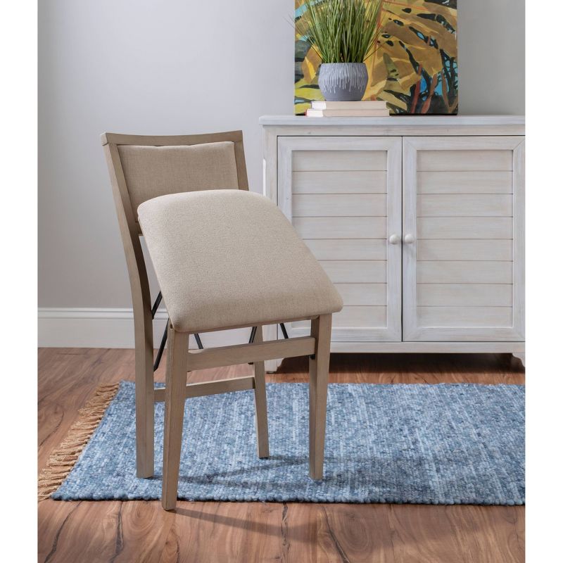 Set of 2 Claire Solid Wood and Upholstered Seat Folding Chairs Gray Wash - Linon, 3 of 19