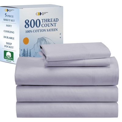 Luxury Bed Sheets Set - 800 Thread Count 100% Cotton Sheets, Deep Pocket, Soft, Cool & Breathable by California Design Den
