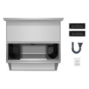 VEVOR Commercial Ice Bin, 61.6 L Underbar Ice Bin, 24 x 24.2 x 37 in Stainless Steel Ice Chest with Sliding Lid, Bottle Holders, Silver - 1 of 4