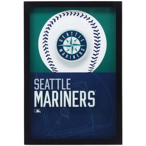 MLB Seattle Mariners Baseball Logo Glass Framed Panel