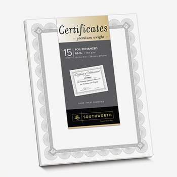 Great Papers! Foil Border Certificates 8.5 X 11 White/silver