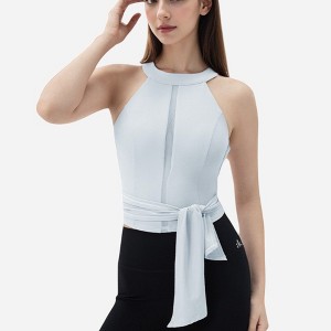 Anna-Kaci Active Women's Halter Neck Wrap Tie Athletic Tank Top - 1 of 4