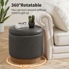 Bekrvio Swivel Storage Ottoman,Acacia Wood Wood Frame, Leather Upholstered Round Footstool, Hidden Storage Pouf for Living Room - 3 of 4