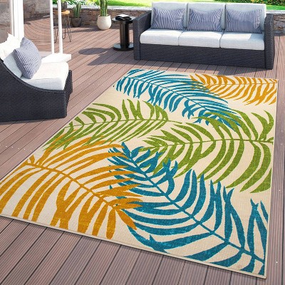 Multicolor Floral Synthetic Flatwoven 5' x 7' Indoor/Outdoor Rug