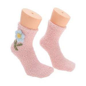 Unique Bargains Women's Comfortable Floral Sleep Cozy Socks 1 Pair - 1 of 4