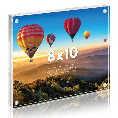 Americanflat 8x10 Acrylic Picture Frame - Scratch Resistant with Magnetic Corners & Freestanding for Tabletop, clear