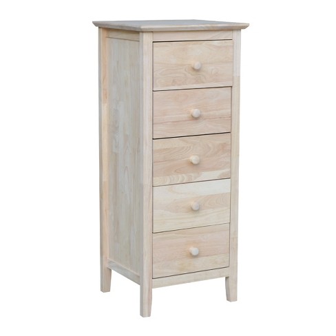 Lingerie Chest Dresser with 5 Drawers Unfinished - International Concepts