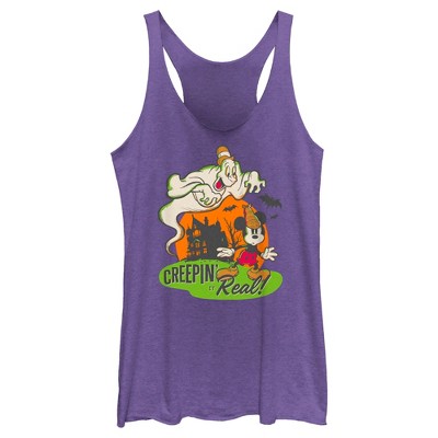 Women's Mickey & Friends Halloween Pumpkin Face Racerback Tank Top