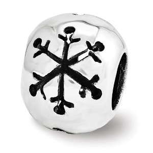 Black Bow Jewelry Sterling Silver Cutout Snowflake Bead Charm - 1 of 3
