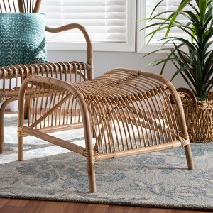 bali & pari Lamaria Modern Bohmenian Natural Brown Antique Rattan Footstool - 1 of 4