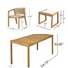 Coolbibila 5 Piece Teak Dining Table and Chairs,Acacia Wood Outdoor Dining for 4,2 Patio Garden Benches and 2 Fabric Uphostered Arm Chairs - 4 of 4