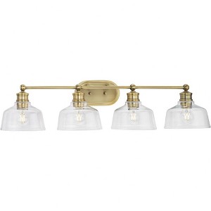 Progress Lighting Singleton 4-Light Vanity Fixture, Vintage Brass, Clear Glass - 1 of 4