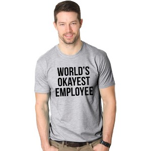 Mens Worlds Okayest Employee T Shirt Funny Sarcastic Office Manager Tee - Crazy Dog Men's T Shirt - 1 of 4