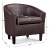 Accent Chairs Faux Leather Barrel Chairs Club Armchairs with Soft Seat for Living Room Bedroom Reading Waiting Room - 3 of 4