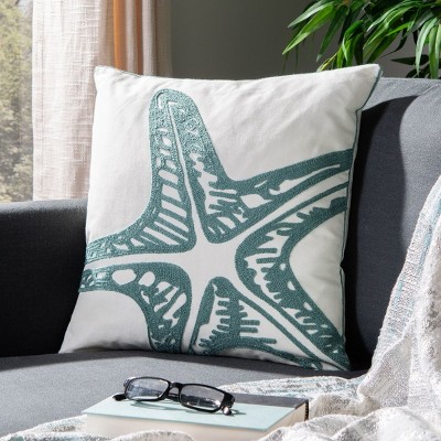Whitney Blue Starfish Cotton Throw Pillow Set