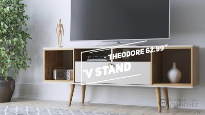 Black and Cinnamon Mid-Century Modern TV Stand with Cabinet