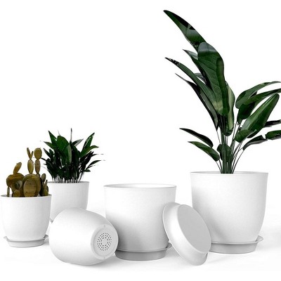 Plastic Planter Pots 5 Pcs Set 4.5-7.1 Inch Plant Pot Indoor Modern ...