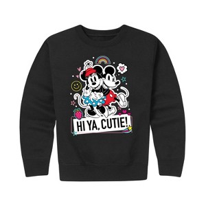 Boys' - Disney - Mickey Minnie Hi Ya Cutie Graphic Long Sleeve Fleece Sweatshirt - 1 of 4