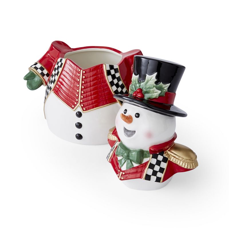 Spode Christmas Tree Black and White Snowman Cookie Jar, 3 of 6