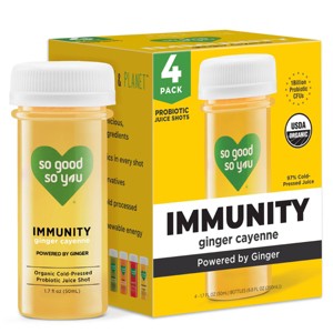 So Good So You Immunity Ginger Cayenne Organic Probiotic Juice Shots - 4ct/1.7 fl oz - 1 of 4