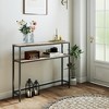 LEDREM Heather Greige and Ink Black Console Table. A 2 - Tier, 7.9 x 39.4 x 31.5 - Inch Narrow Entryway Table with 2 Shelves. Sofa Table - 2 of 4