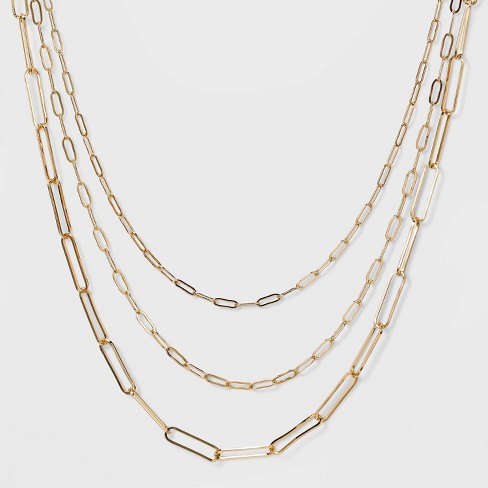 3 Row Paperclip Chain Necklace - A New Day™ - image 1 of 3