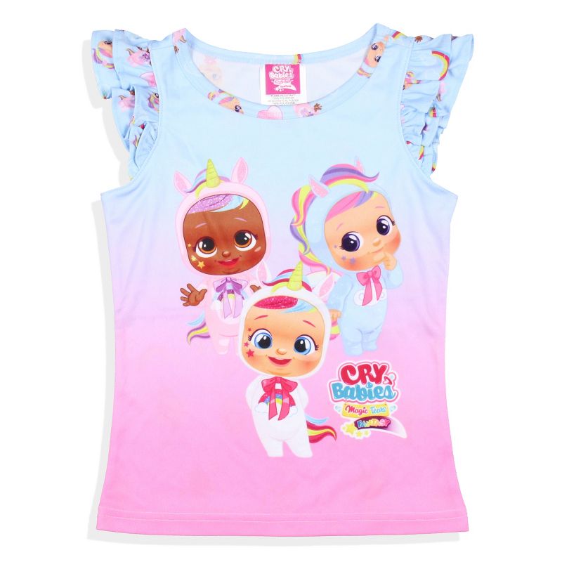 Cry Babies Magic Tears Toddler Girls' Sleep Pajama Sleep Set Shirt And Shorts Blue, 3 of 7