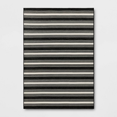 7'x10' Striped Outdoor Area Rug Charcoal Gray - Threshold™