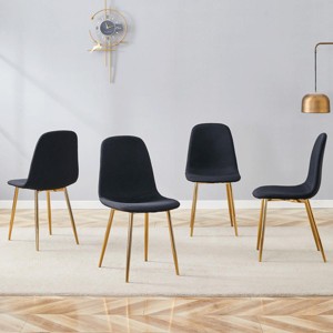 Dining Chair Set Of 4,Linen-Cotton Dining Chair With Metal Legs,Luxury Simple Armless Chairs,Dining Chair For Living Room-Cuddlewood - 1 of 4