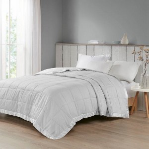 Sapphtopaz Oversized Down Alternative Blanket, 3M Scotchgard Embossed Polyester Throw Blanket with Satin Trim, 90x96" Full/Queen Blanket for Bed - 1 of 4