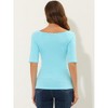 INSPIRE CHIC Women's Half Sleeves Scoop Neck Fitted Layering Soft T-Shirt - 4 of 4