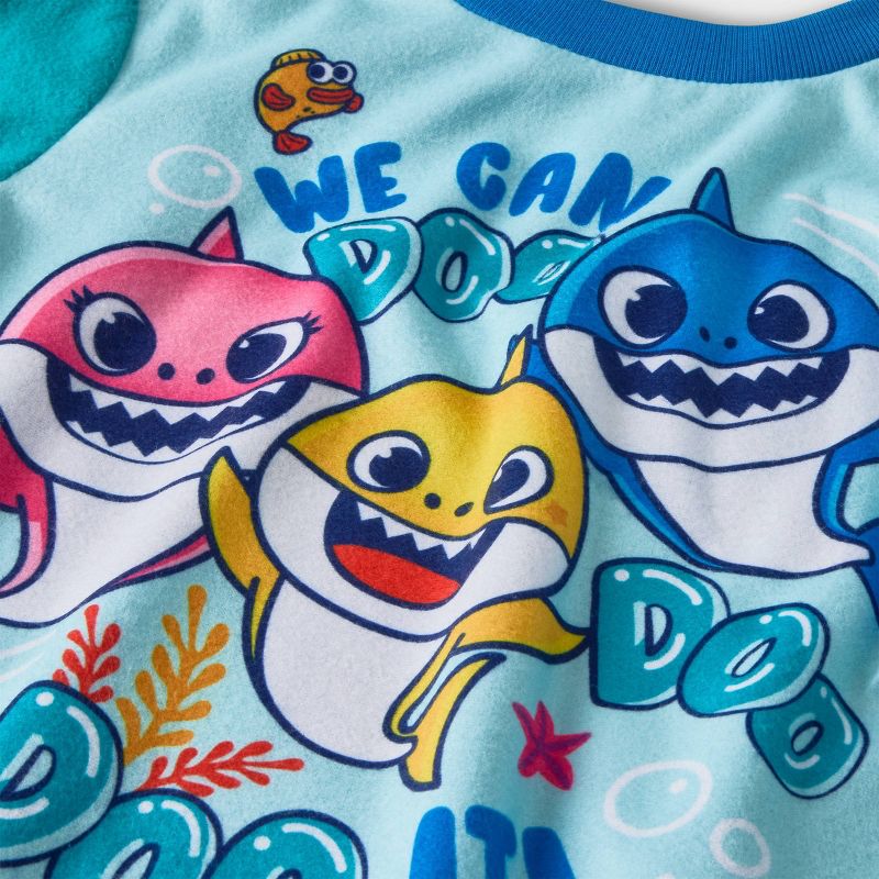 Toddler Boys&#39; 2pc Baby Shark Fleece Pajama Set - Green, 3 of 4