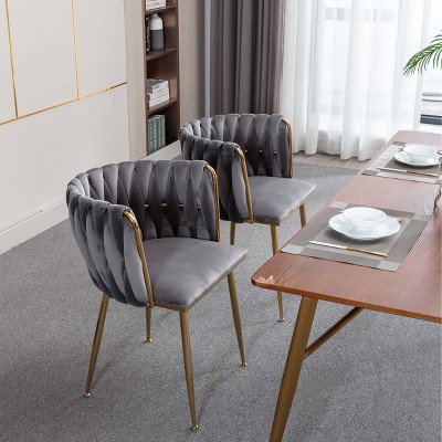 Sapphtopaz Modern Set of 2 Dining Chairs Velvet Upholstered Bar Chair with Metal Legs Kitchen Chair with low Back Chairs for Kitchen, Bedroom