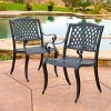 Outdoor Arched Aluminum Dining Chairs Set of 2,Weather-Resistant Mesh Patio Dining Chair,Lounge Arm Chairs for Deck or Backyard-Cuddlewood - 2 of 4