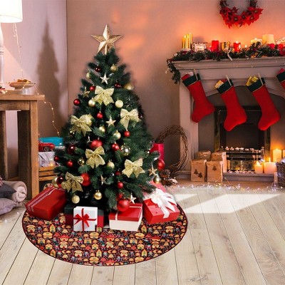 48-Inch Maroon Faux Suede Gnome Folk Christmas Tree Skirt