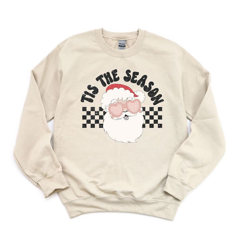 Simply Sage Market Women's Graphic Sweatshirt Tis The Season Santa - M - Dust, 1 of 4